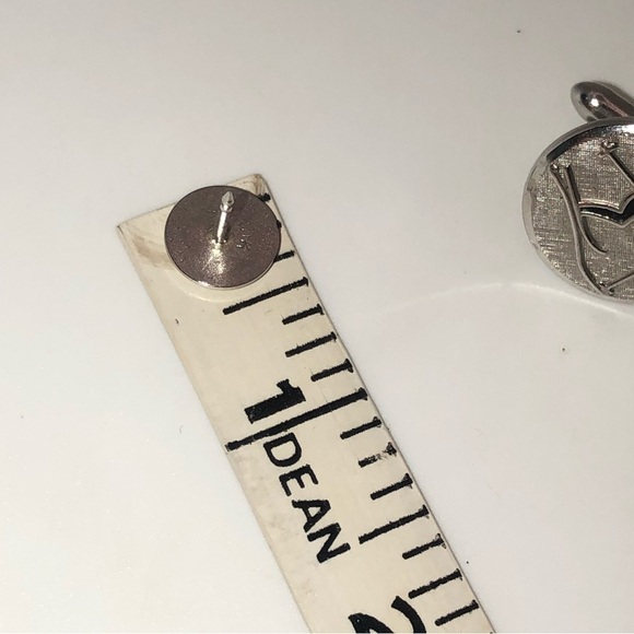 Vtg Swank Cufflinks & Tie Tack Pin Ski Skiing  & Ski Poles Theme Silver Tone - Picture 7 of 7